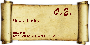 Oros Endre névjegykártya